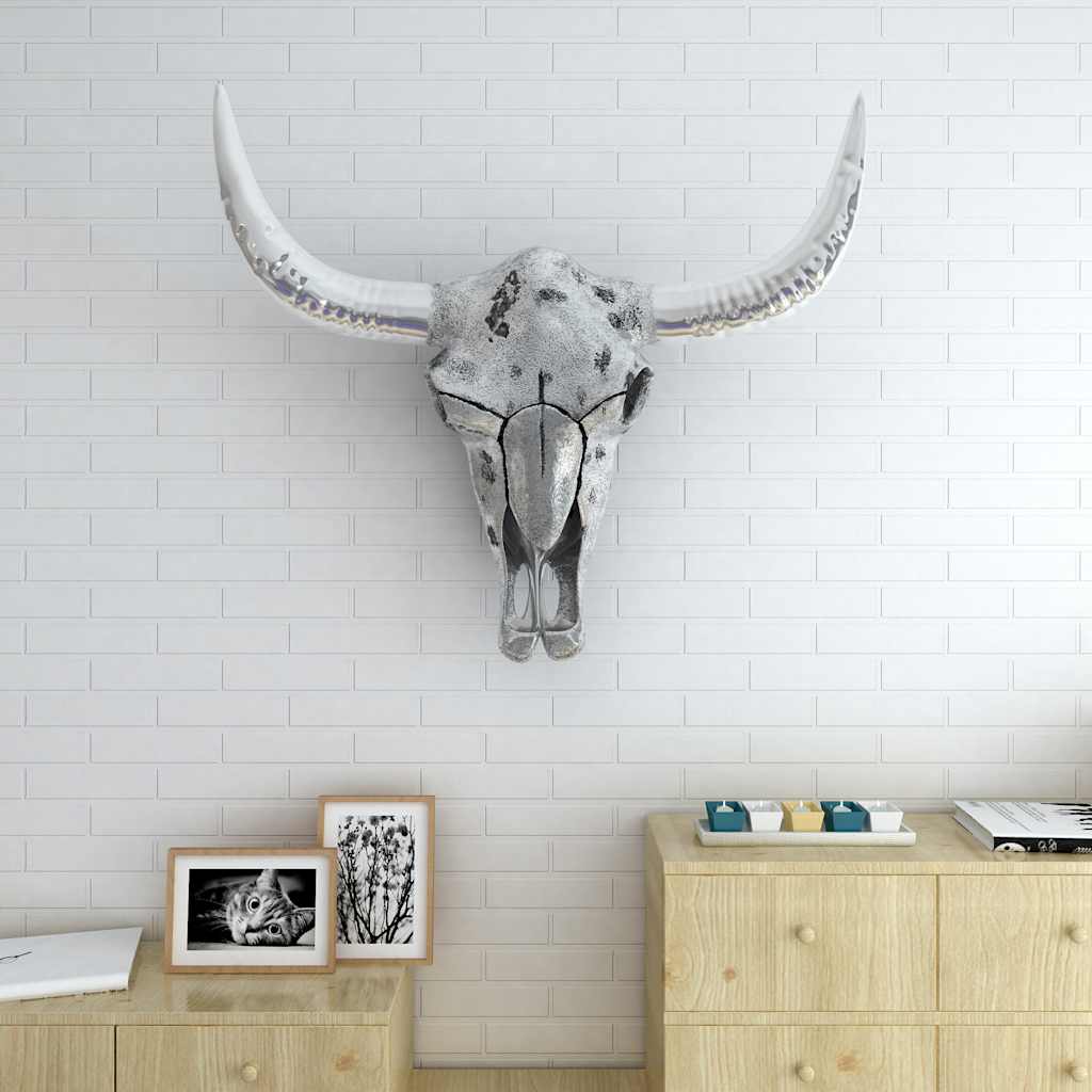 Skull Head Decoration | Silver | Aluminium | Large | Decorative Inlays