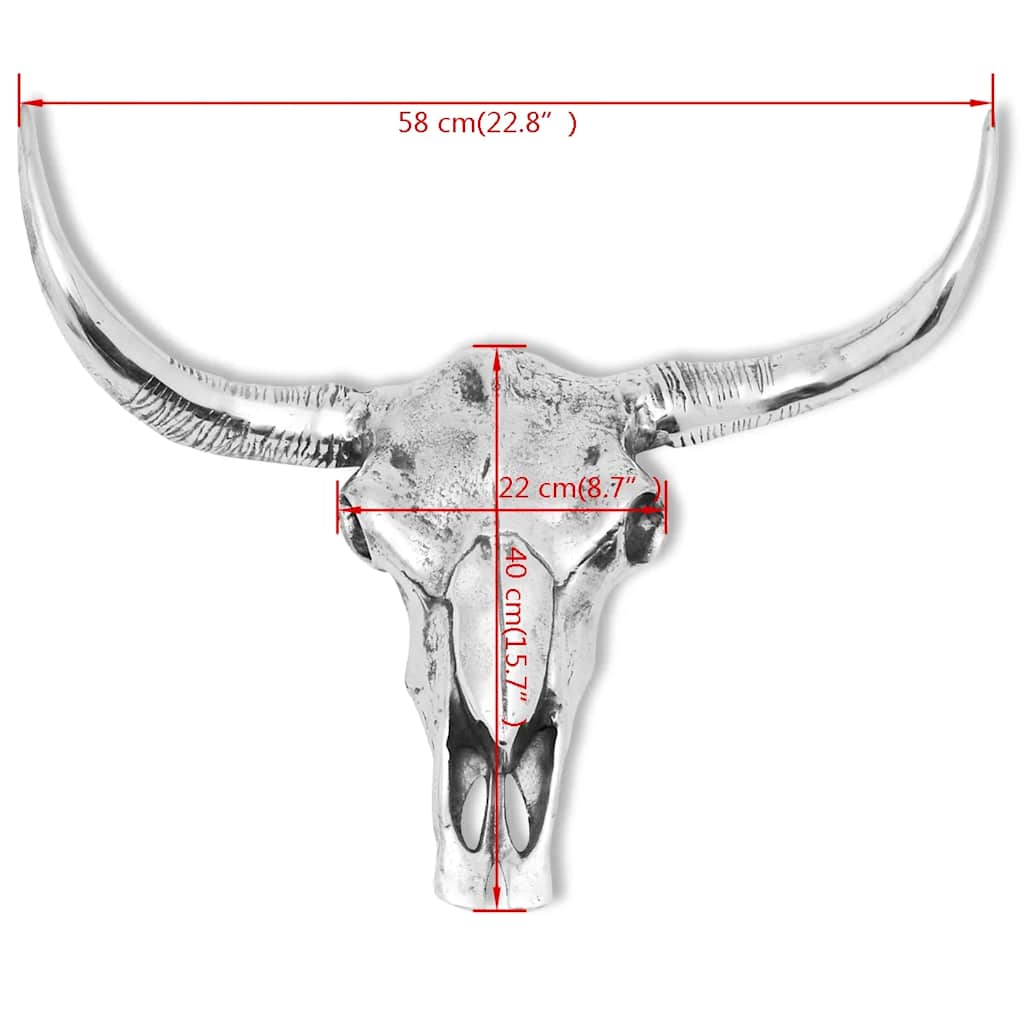 Skull Head Decoration | Silver | Aluminium | Large | Decorative Inlays