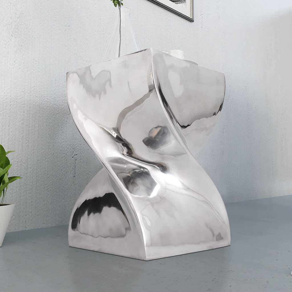 243507 vidaXL Stool/Side Table Twisted Shape Aluminium Silver