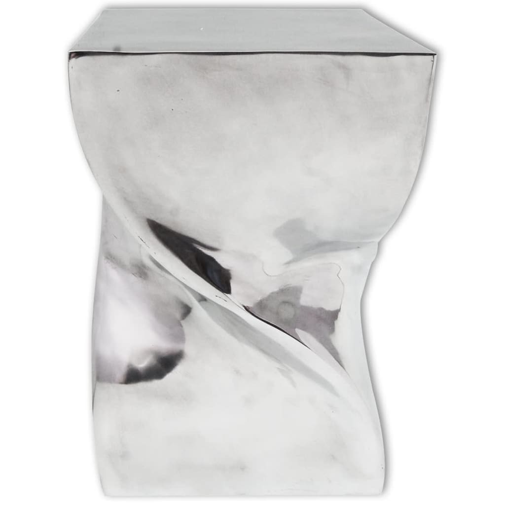 243507 vidaXL Stool/Side Table Twisted Shape Aluminium Silver