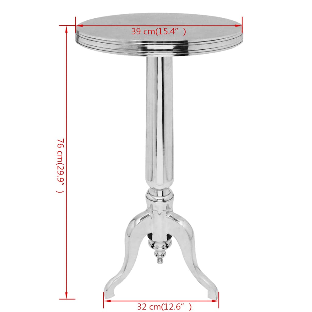 243513 vidaXL Side Table Round Aluminium Silver