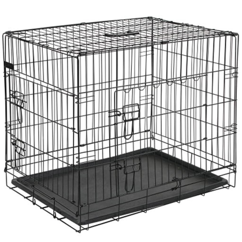 @Pet Dog Transport Crate Metal 63x44x50.5 cm Black 15001