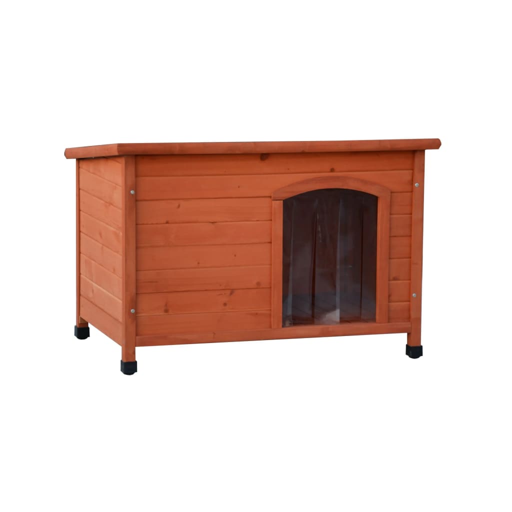 @Pet Dog House with Plastic Flaps Bungalow Natural 85x57x59 cm