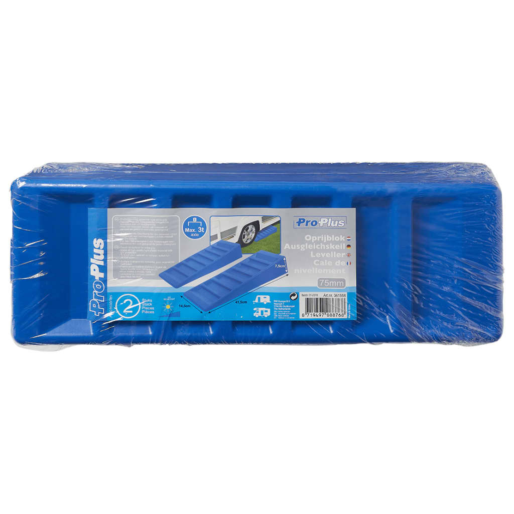 ProPlus 2-Piece Caravan Leveller Set 75mm Plastic Blue