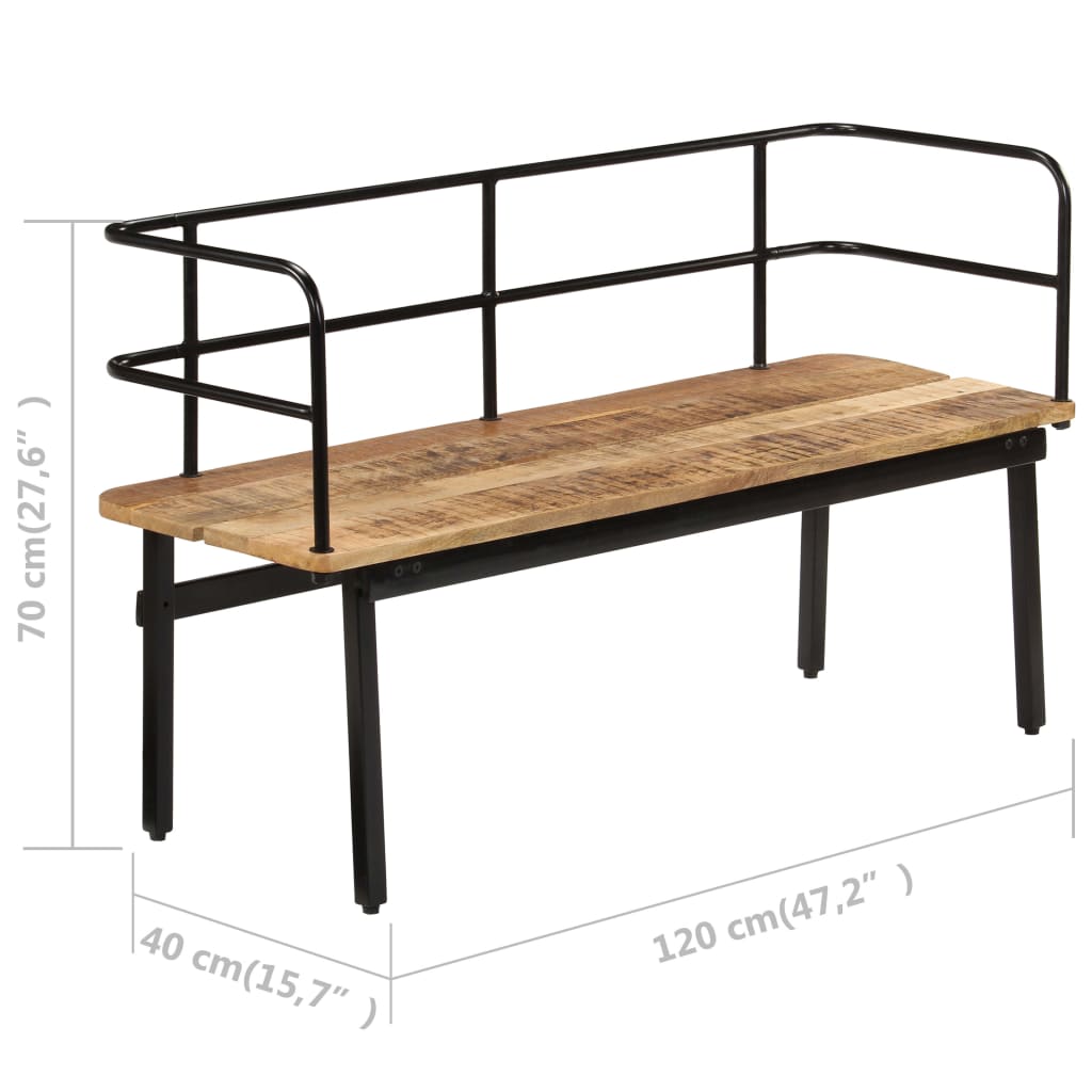 vidaXL Bench 120x40x70 cm Solid Mango Wood
