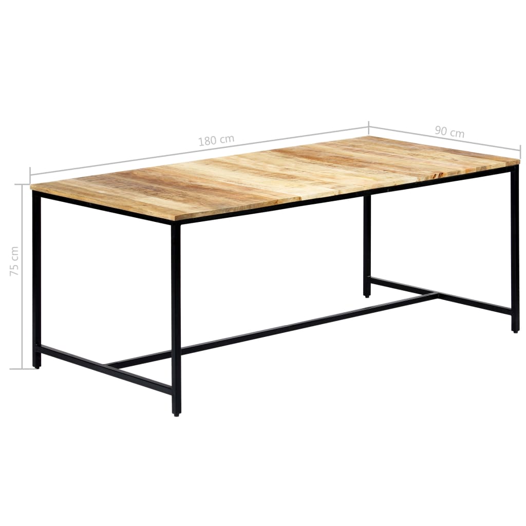 vidaXL Dining Table 180x90x75 cm Solid Rough Mango Wood