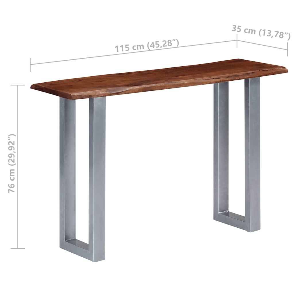 247830 vidaXL Console Table 115x35x76 cm Solid Aacia Wood and Iron