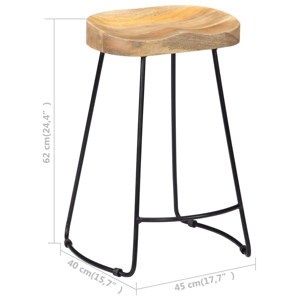 vidaXL Gavin Bar Stools 2 pcs Solid Mango Wood