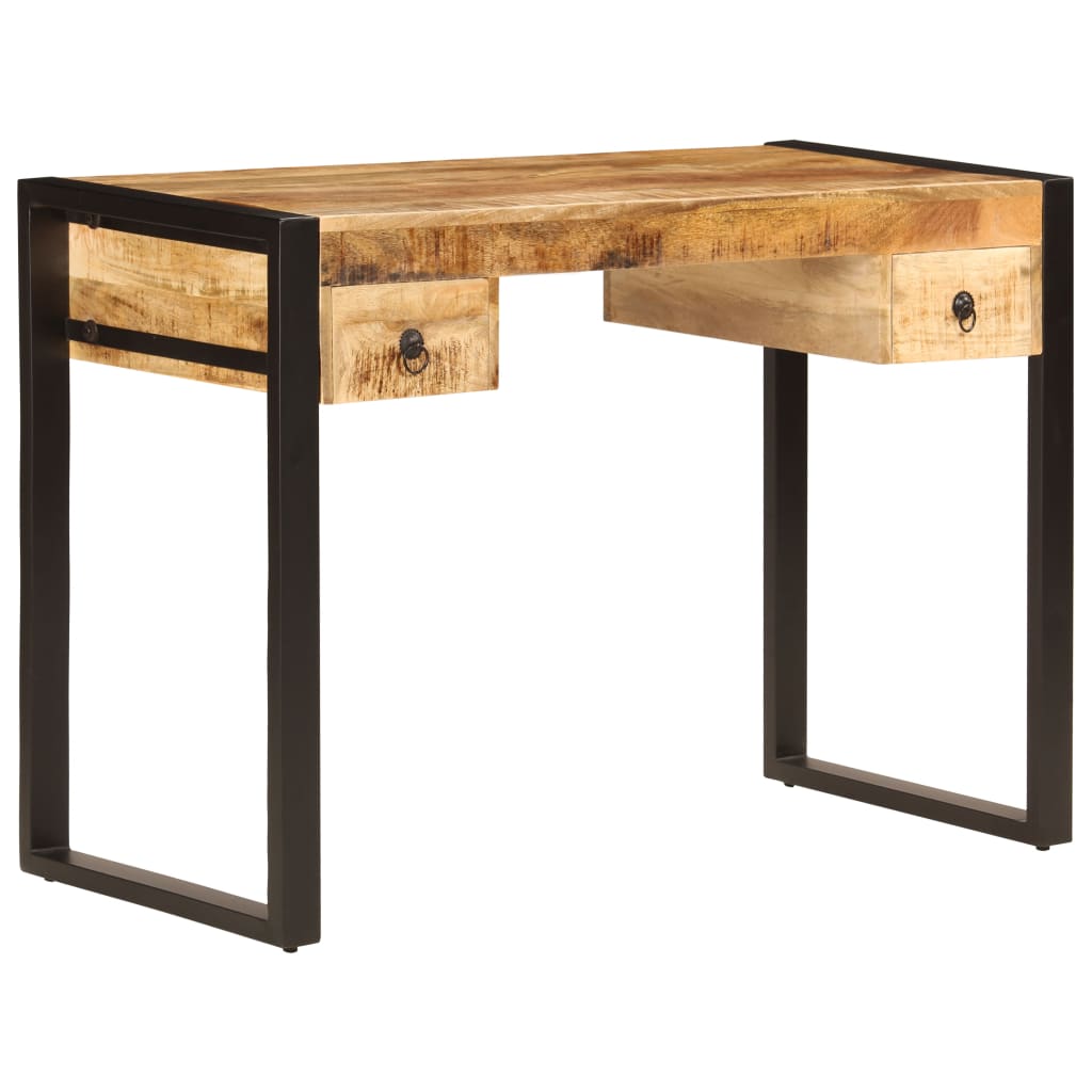 247400 vidaXL Desk with 2 Drawers 110x50x77 cm Solid Mango Wood