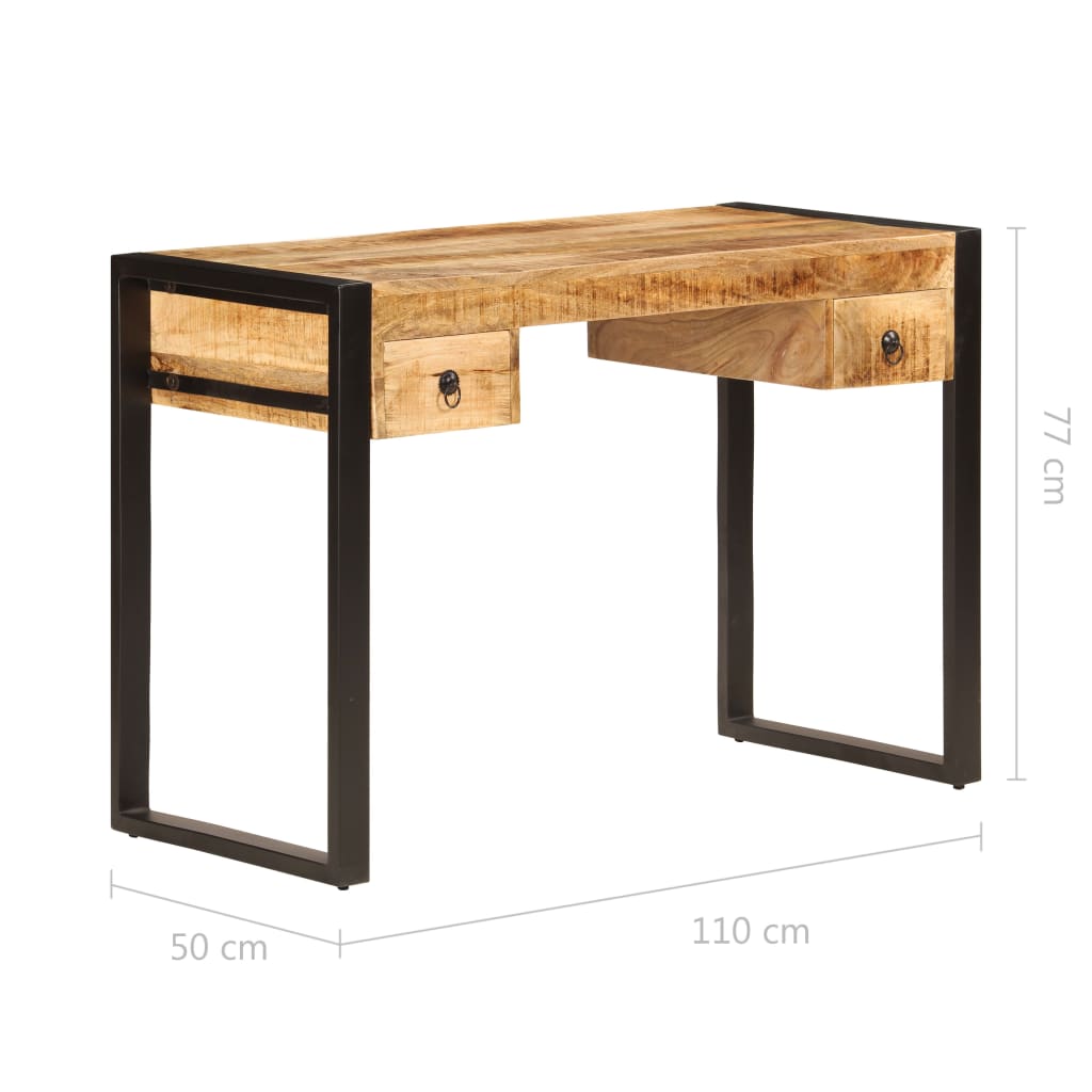 vidaXL Desk with 2 Drawers 110x50x77 cm Solid Mango Wood