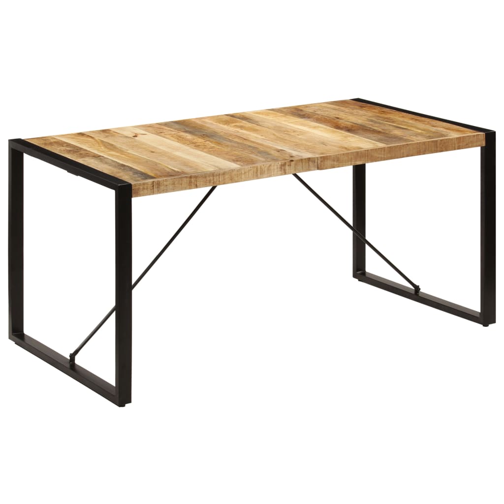 Dining Table | Brown and Black | Solid Mango Wood and Powder-Coated Steel