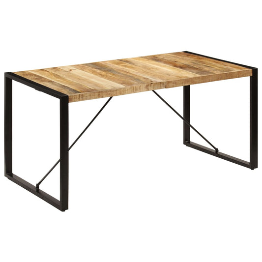 Dining Table | Brown and Black | Solid Mango Wood and Powder-Coated Steel