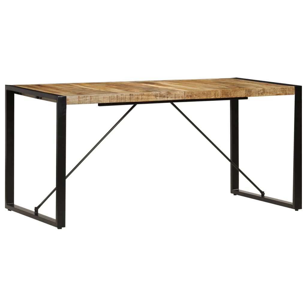 Dining Table | Brown and Black | Solid Mango Wood and Powder-Coated Steel