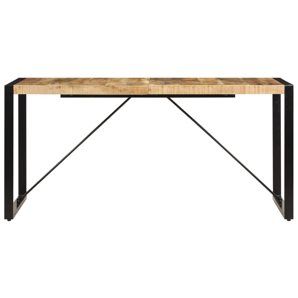 Dining Table | Brown and Black | Solid Mango Wood and Powder-Coated Steel
