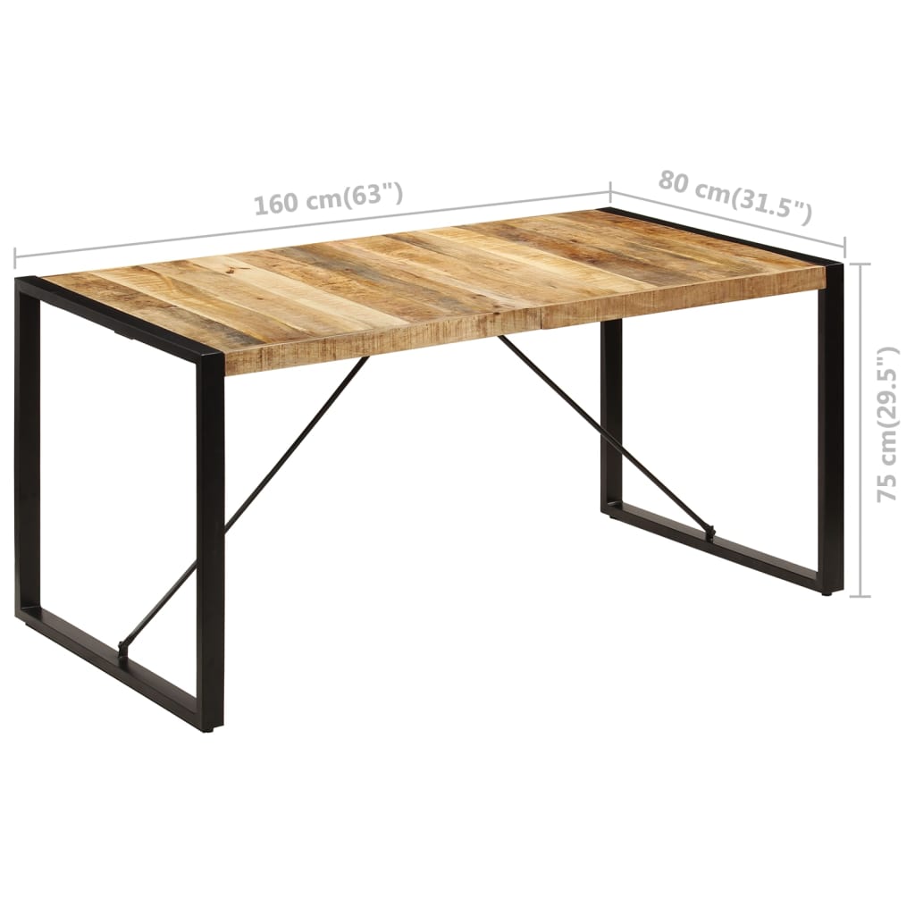 Dining Table | Brown and Black | Solid Mango Wood and Powder-Coated Steel