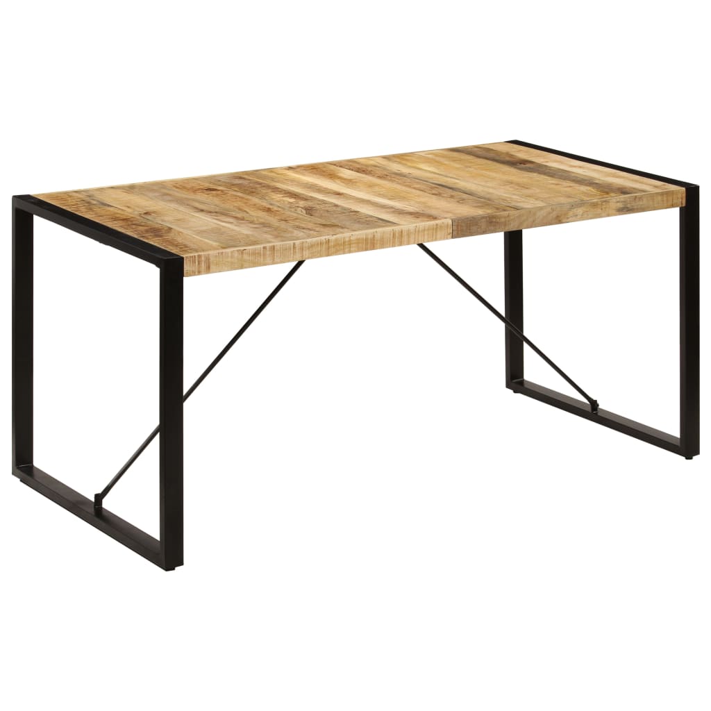 Dining Table | Brown and Black | Solid Mango Wood and Powder-Coated Steel