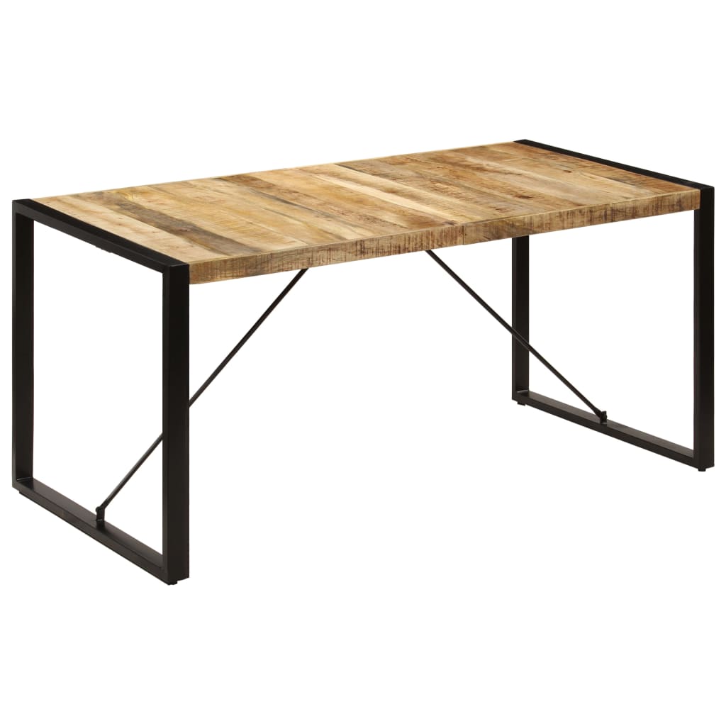 Dining Table | Brown and Black | Solid Mango Wood and Powder-Coated Steel