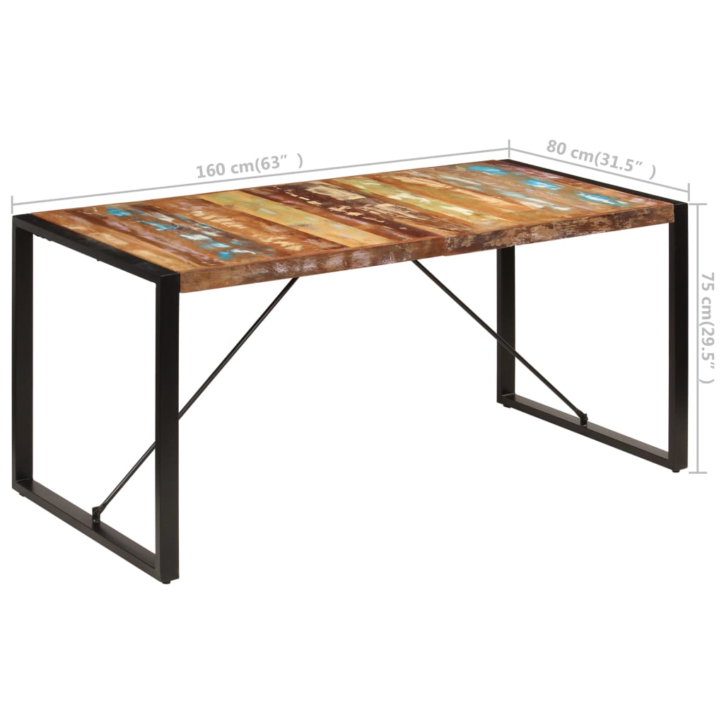 vidaXL Dining Table 160x80x75 cm Solid Reclaimed Wood