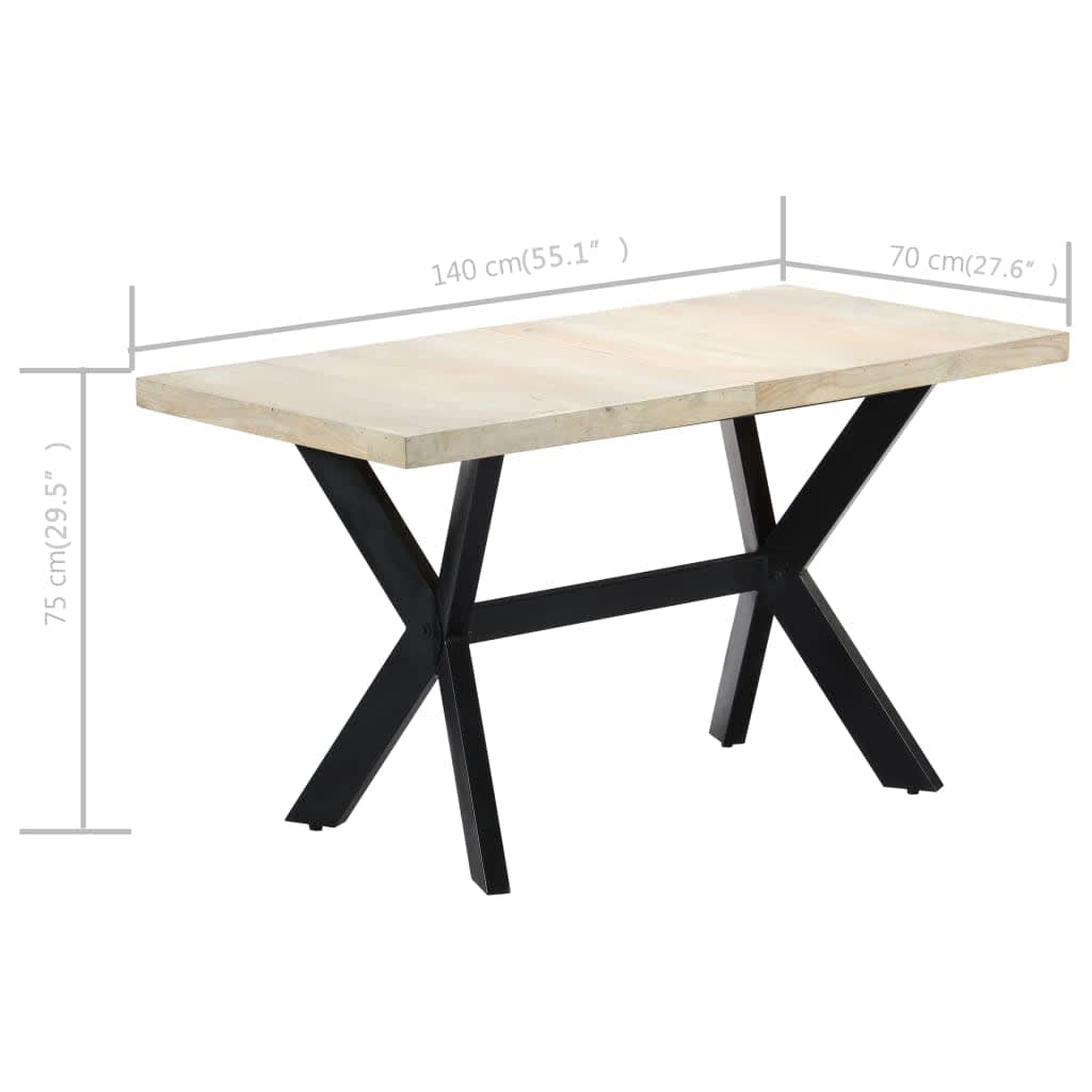 vidaXL Dining Table 140x70x75 cm Solid Bleached Mango Wood