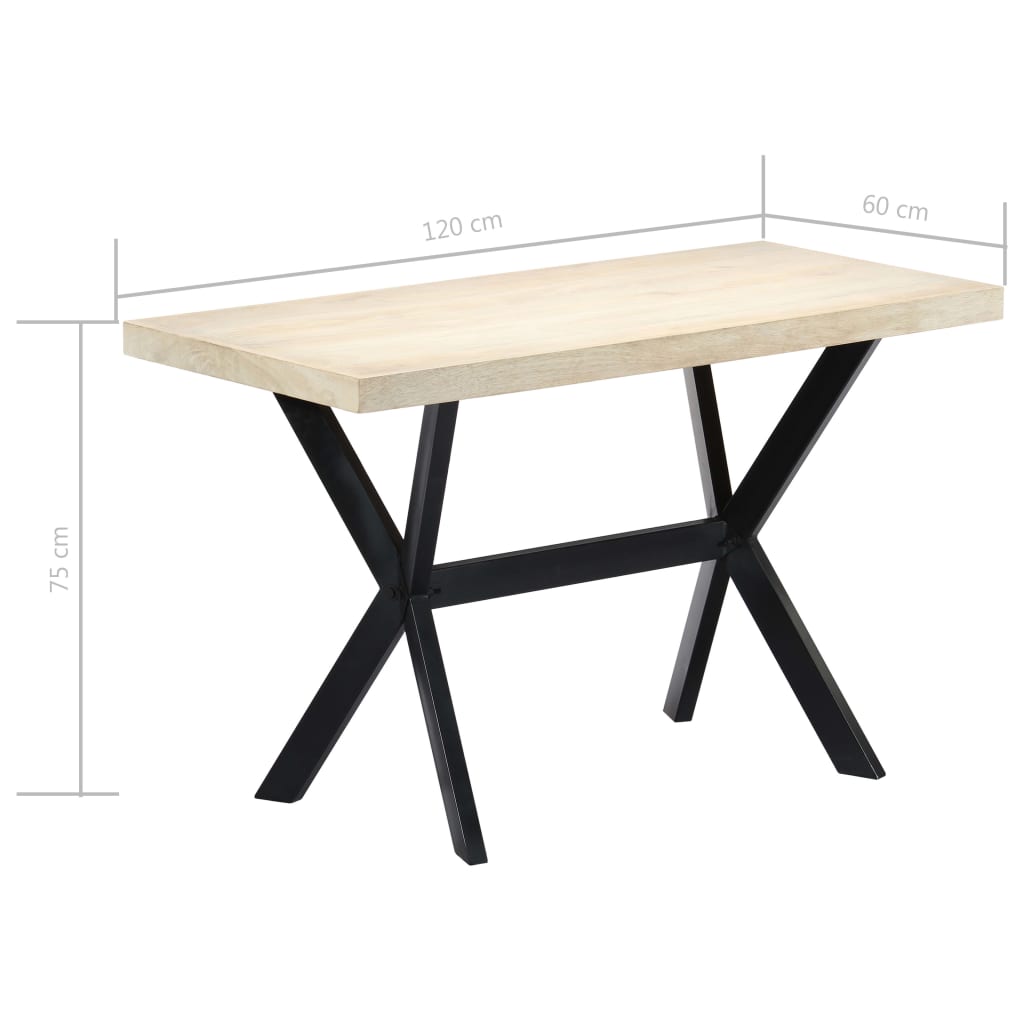 vidaXL Dining Table White 120x60x75 cm Solid Mango Wood