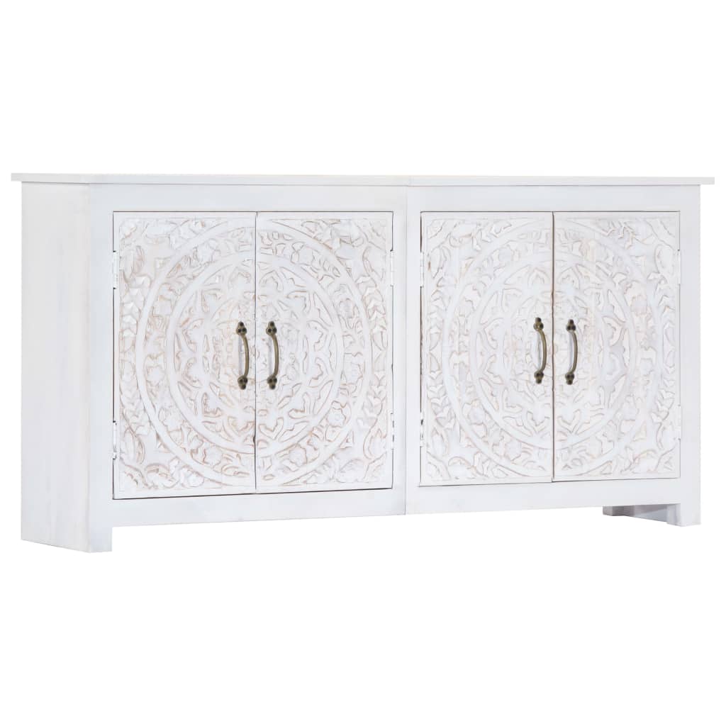 vidaXL Sideboard Handmade White 140x30x70 cm Solid Acacia Wood