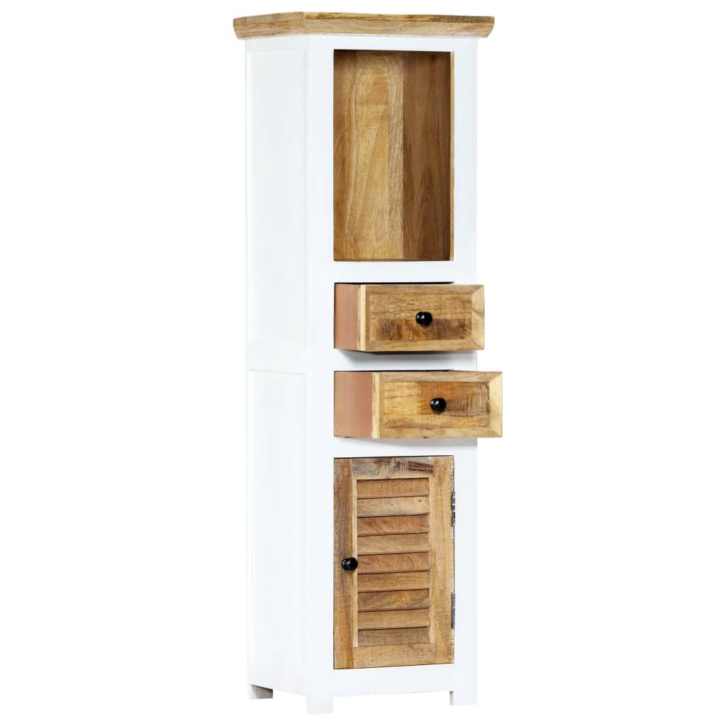 Highboard White and Brown 40x30x128 cm Solid Rough Mango Wood