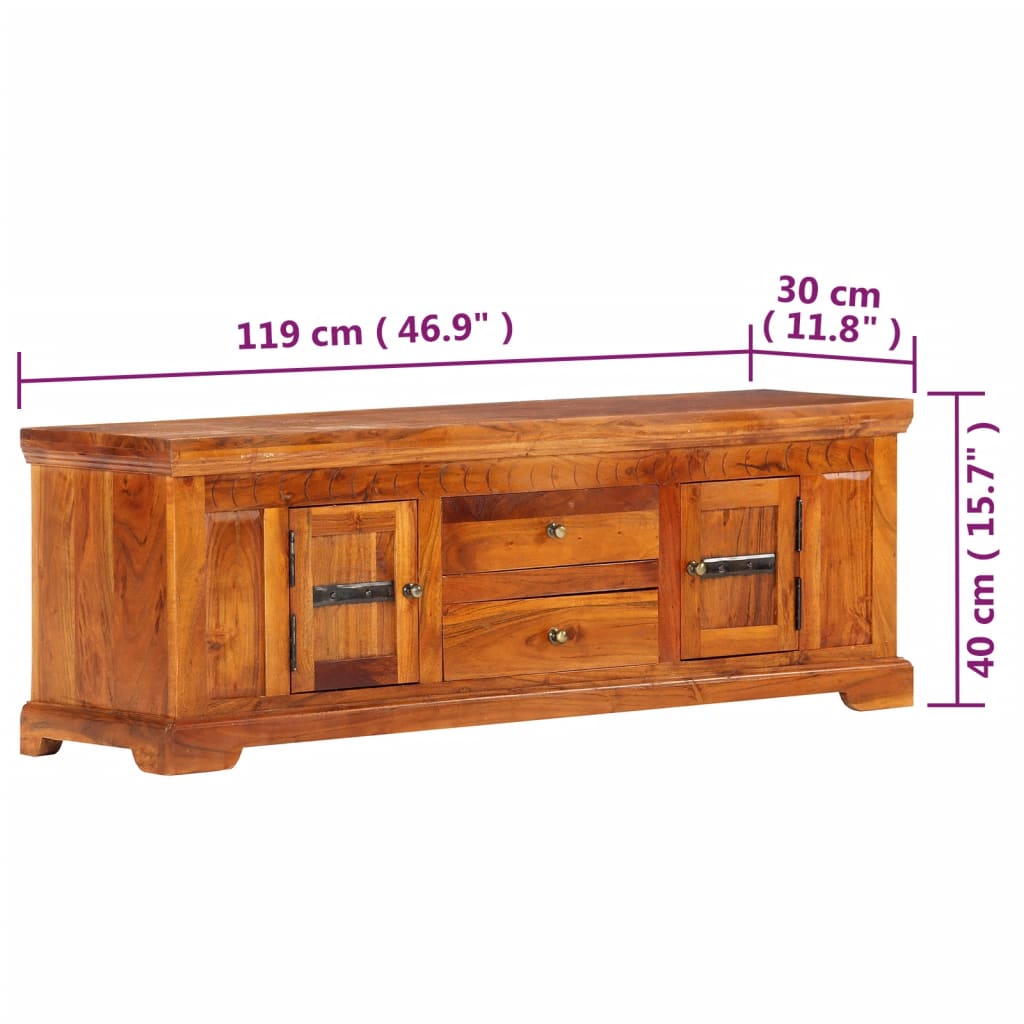 vidaXL TV Cabinet 119x30x40 cm Solid Acacia Wood