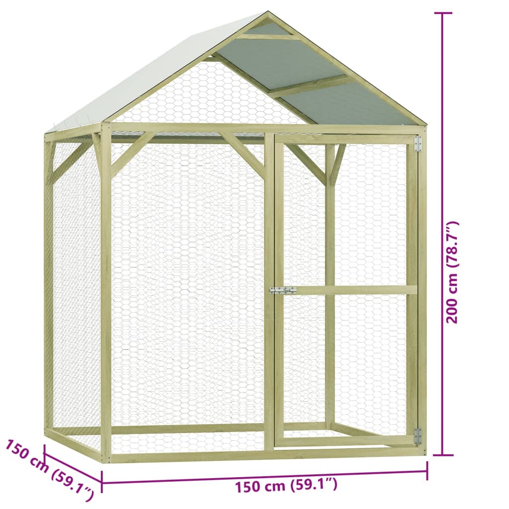 vidaXL Chicken Cage 1.5x1.5x2 m Steel