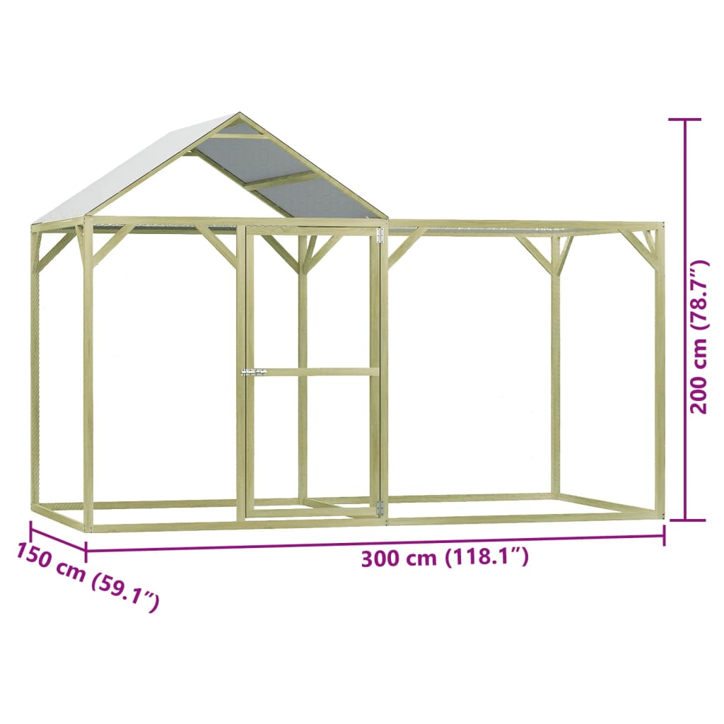 vidaXL Chicken Cage 3x1.5x2 m Steel