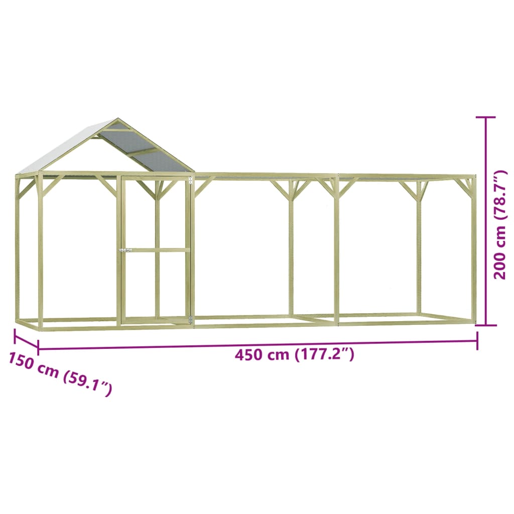 vidaXL Chicken Cage 4.5x1.5x2 m Steel