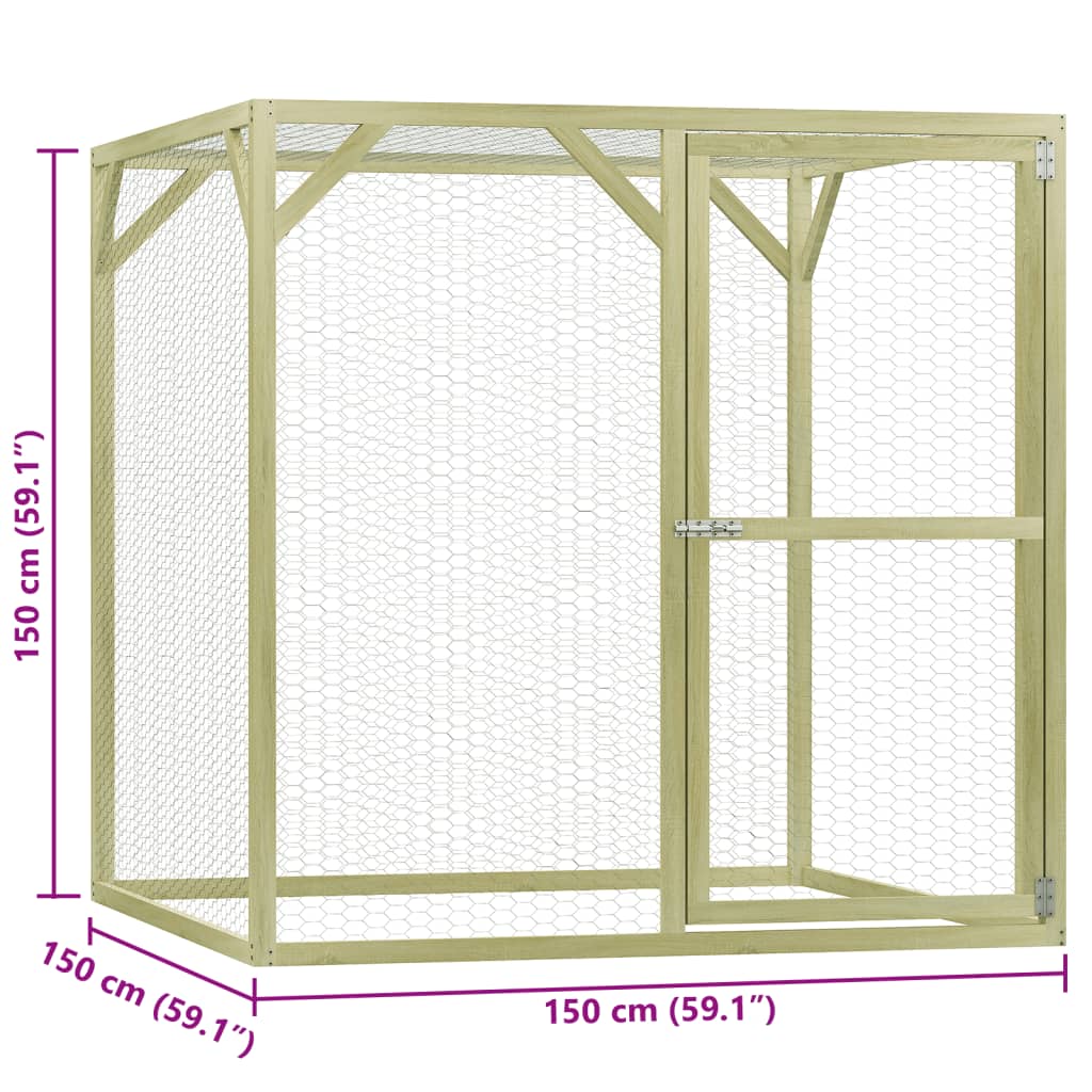 vidaXL Chicken Cage 1.5x1.5x1.5 m Impregnated Wood Pine and Steel