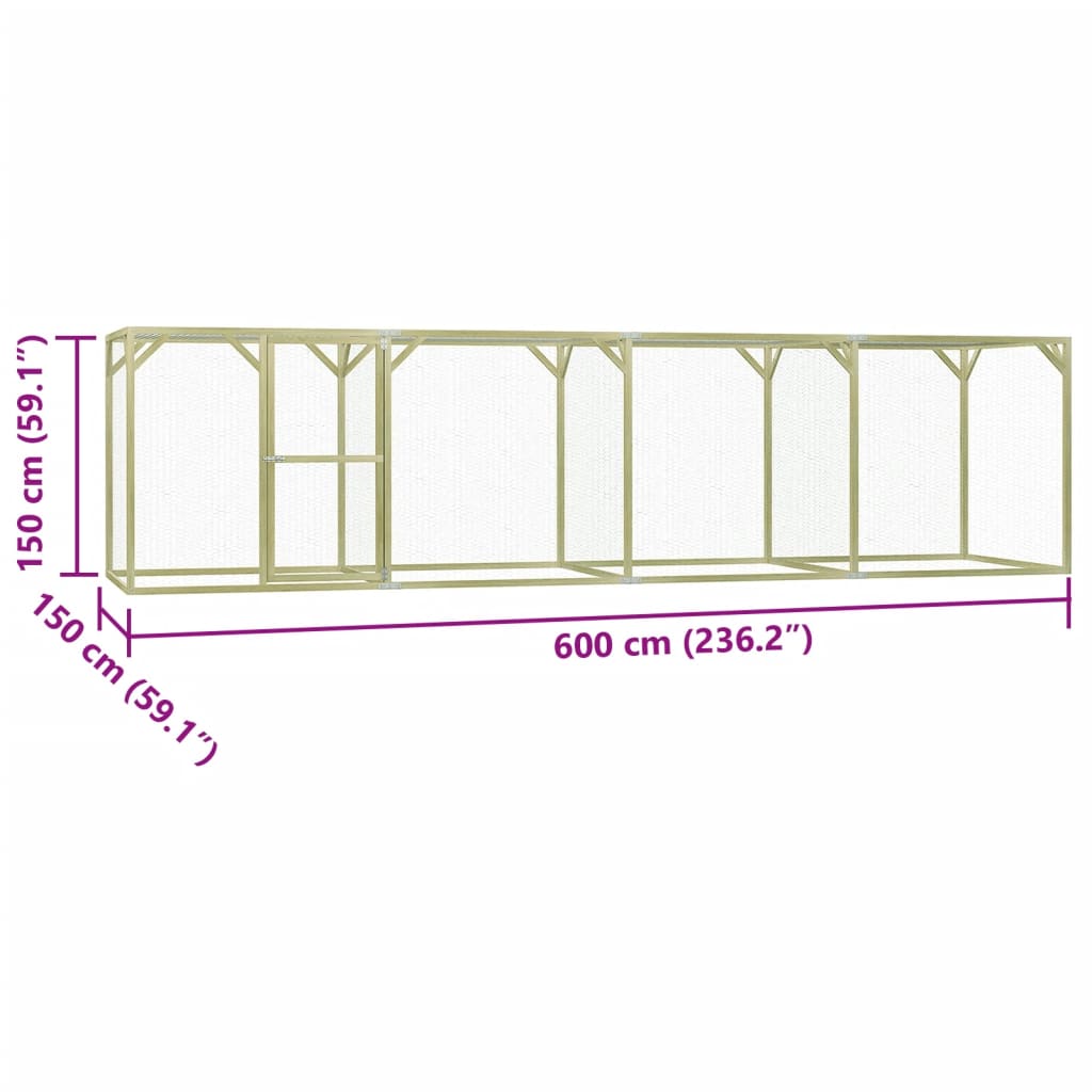 vidaXL Chicken Cage 6x1.5x1.5 m Steel