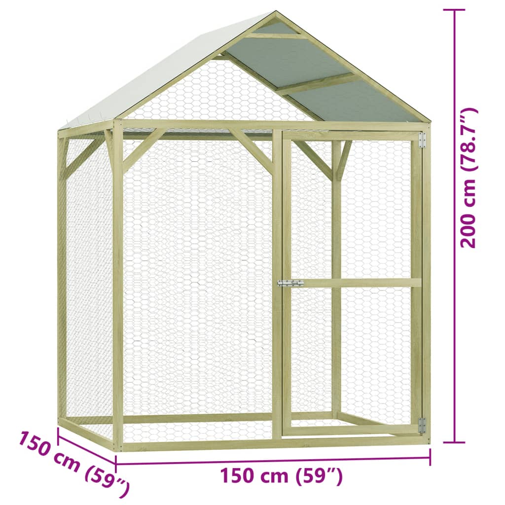 vidaXL Chicken Cage 1.5x1.5x2 m Impregnated Wood Pine