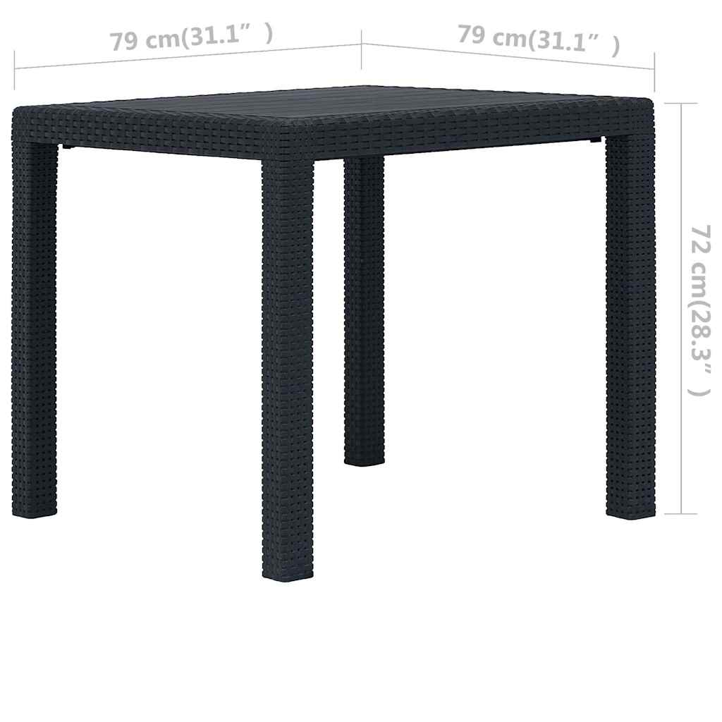 45602 vidaXL Garden Table Anthracite 79x79x72 cm Plastic Rattan Look
