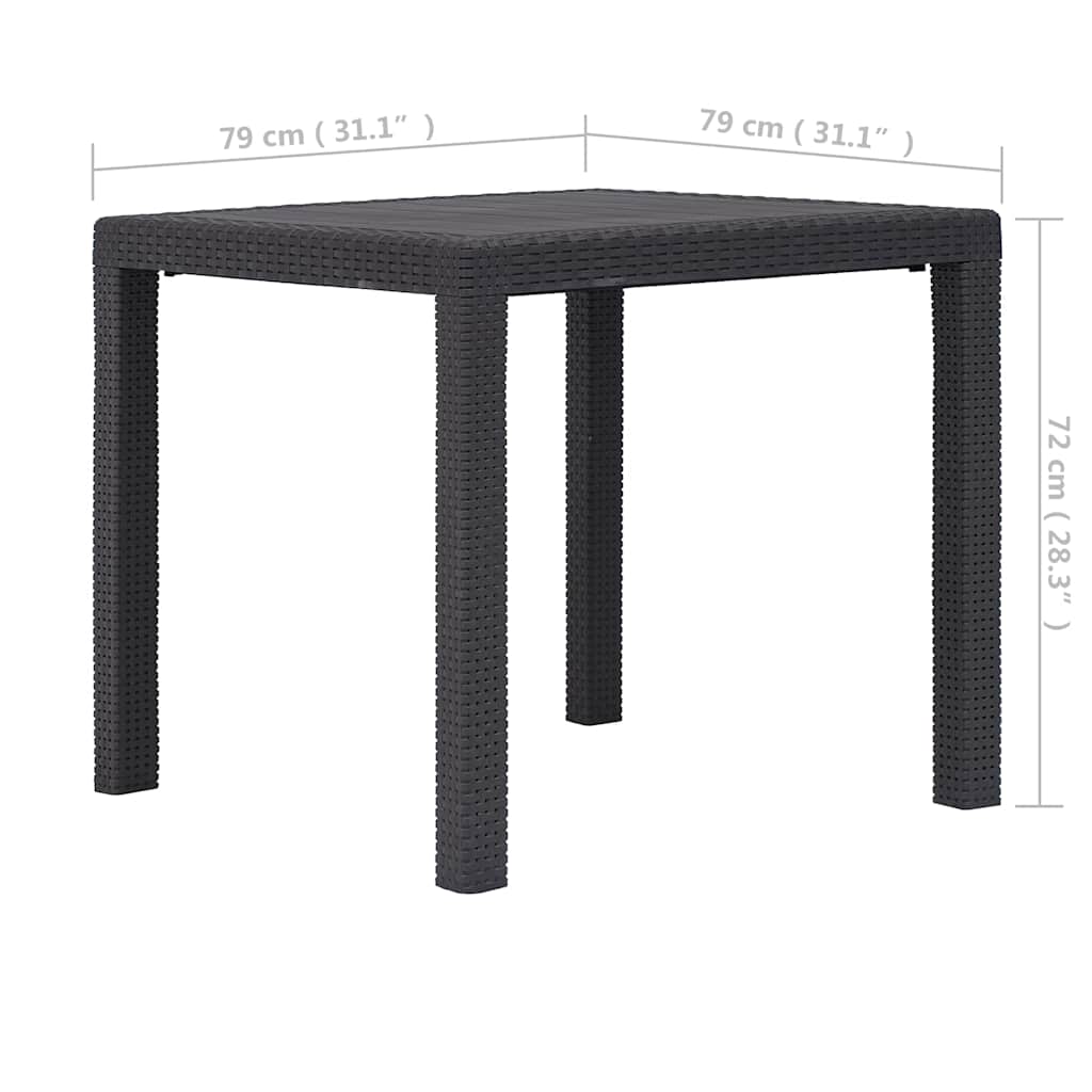 45603 vidaXL Garden Table Brown 79x79x72 cm Plastic Rattan Look