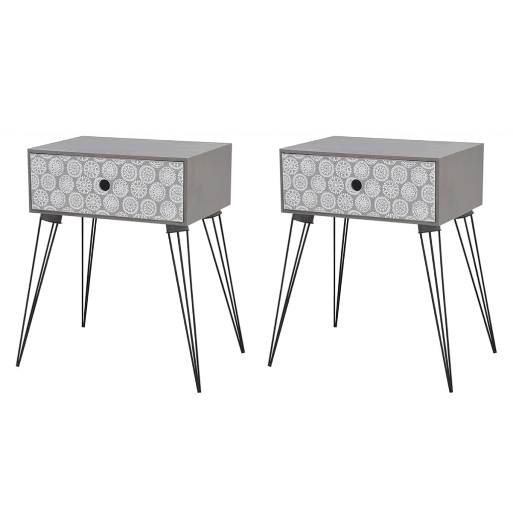 vidaXL Nightstands with Drawer 2 pcs Grey