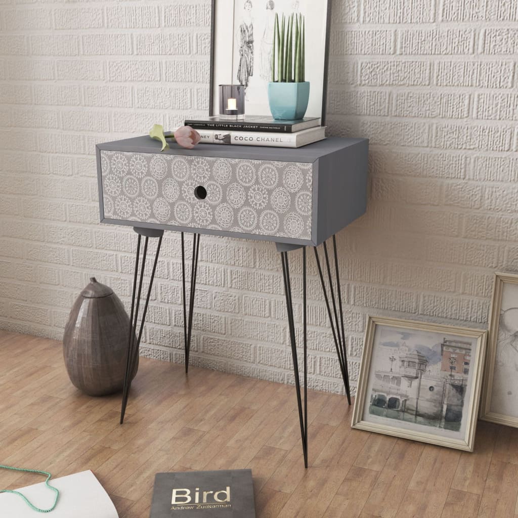 vidaXL Nightstands with Drawer 2 pcs Grey