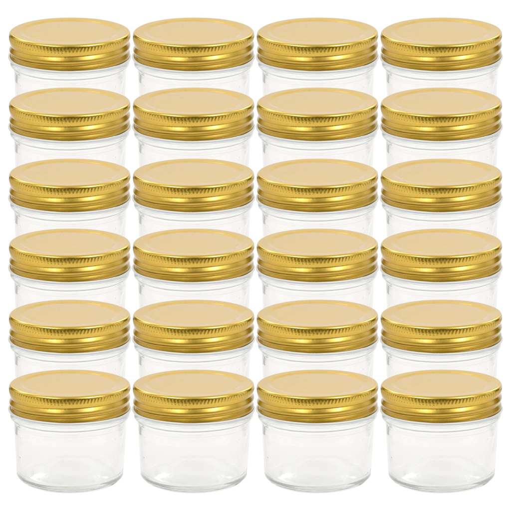 Glass Jam Jars with Gold Lids 24 pcs 110 ml