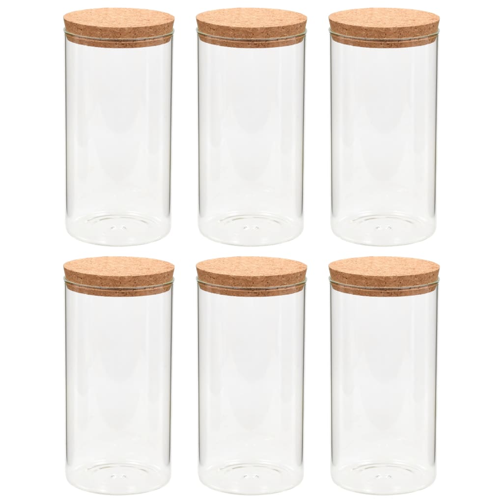 vidaXL Storage Glass Jars with Cork Lid 6 pcs 1100 ml