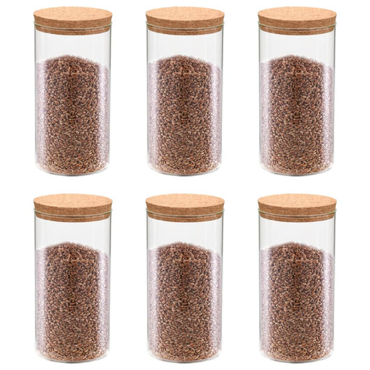 vidaXL Storage Glass Jars with Cork Lid 6 pcs 1100 ml