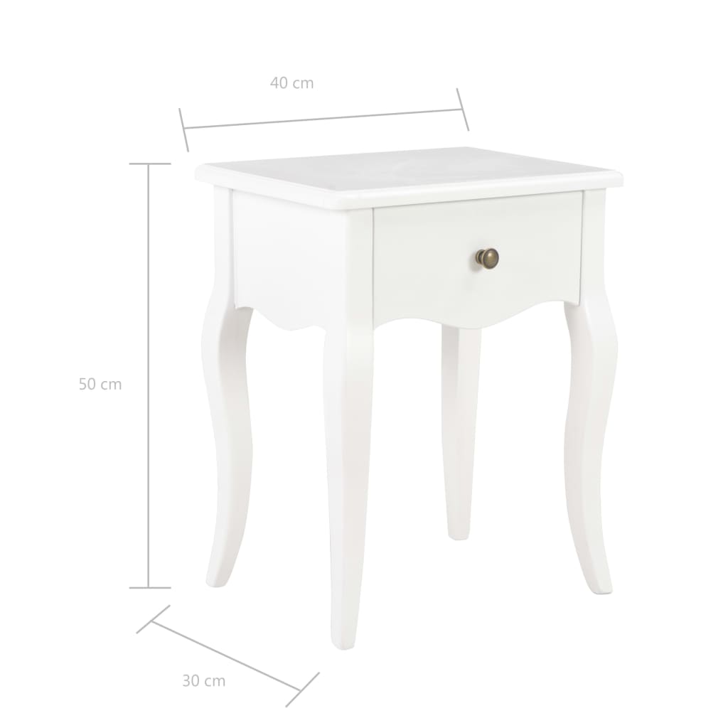 vidaXL Nightstand White 40x30x50 cm Solid Pine Wood