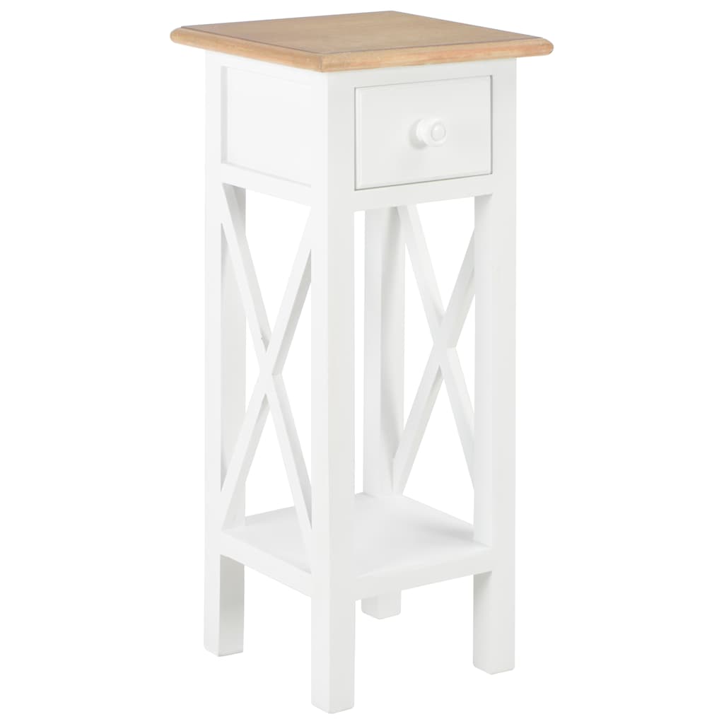 280057 vidaXL Side Table White 27x27x65,5 cm Wood