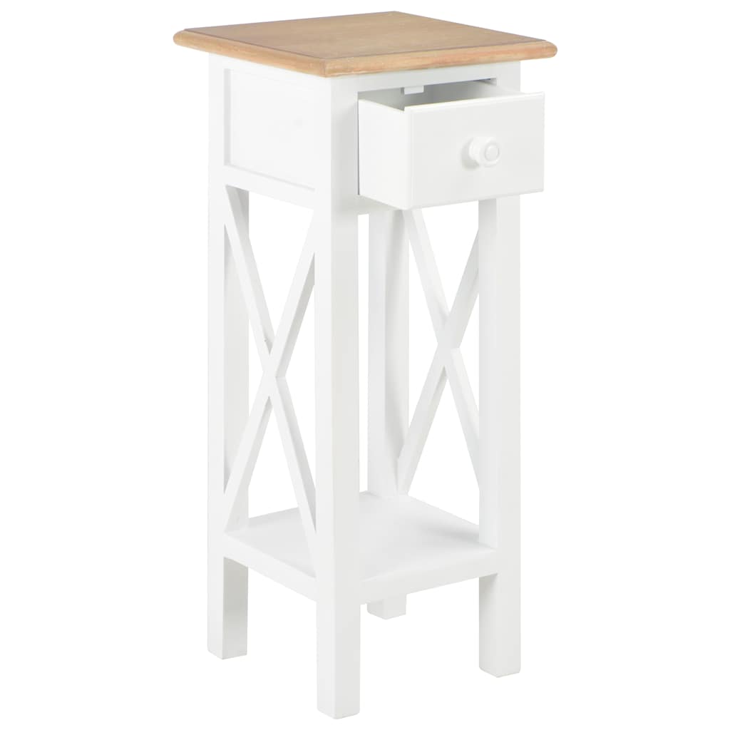 280057 vidaXL Side Table White 27x27x65,5 cm Wood