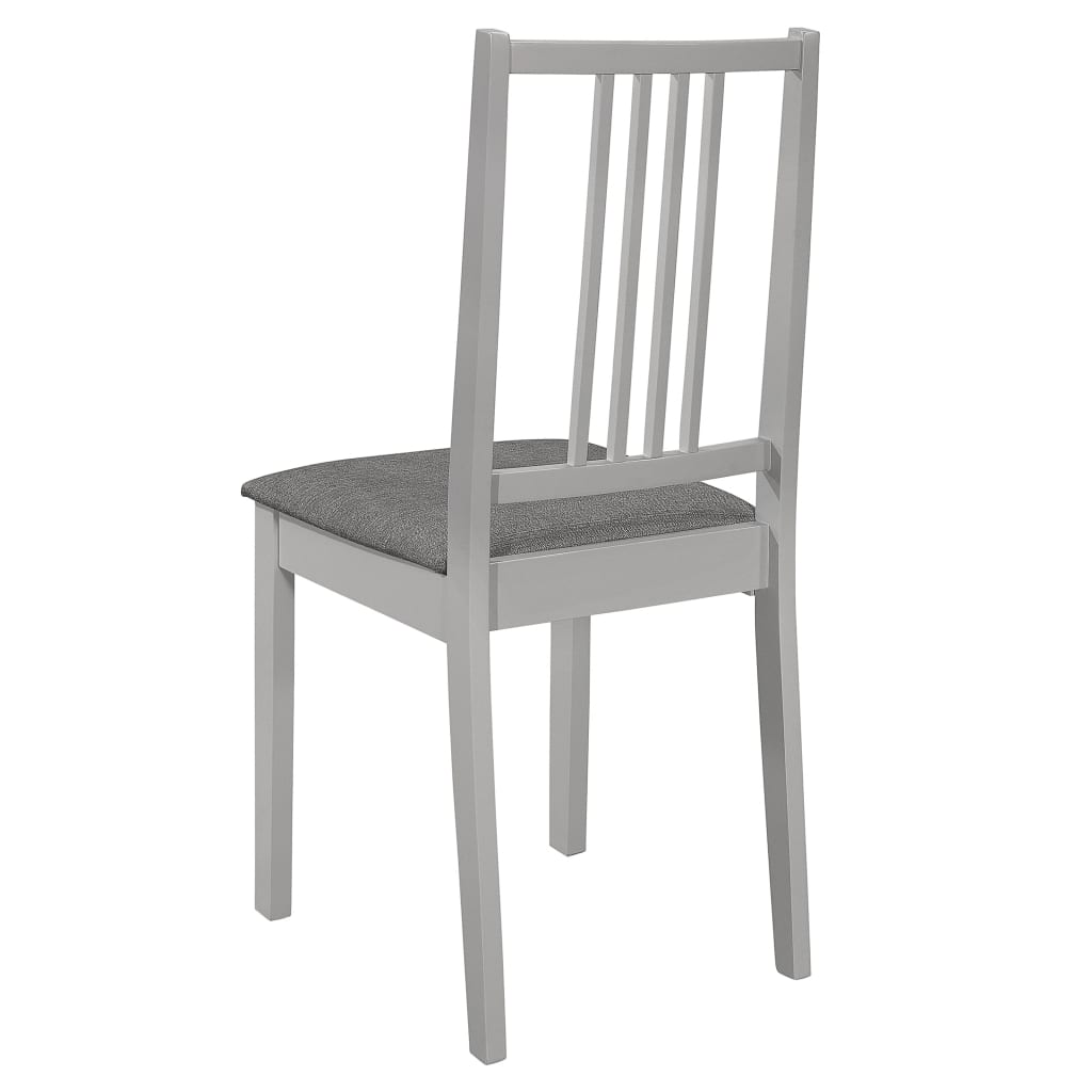 Dining Chairs with Cushions 2 pcs Grey Solid Wood