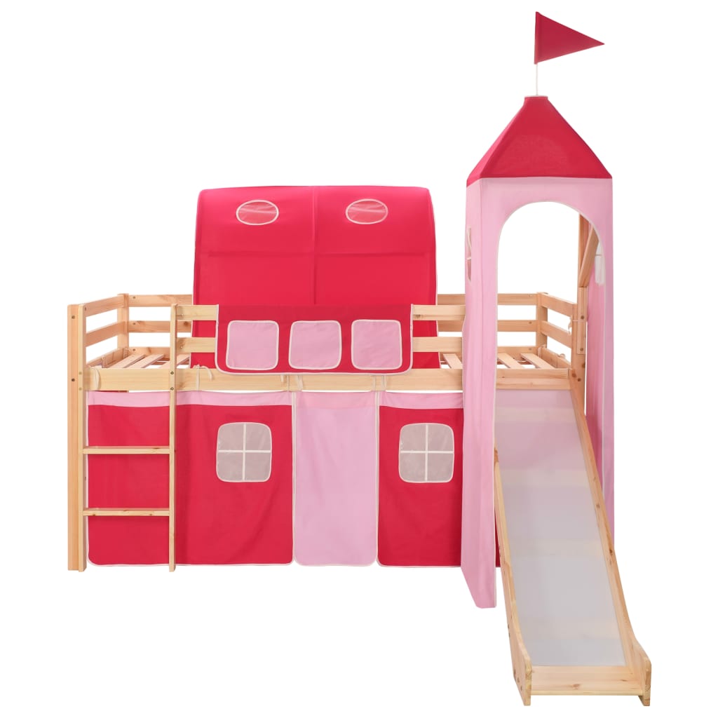 vidaXL Children's Loft Bed Frame with Slide & Ladder Pinewood 208x230cm