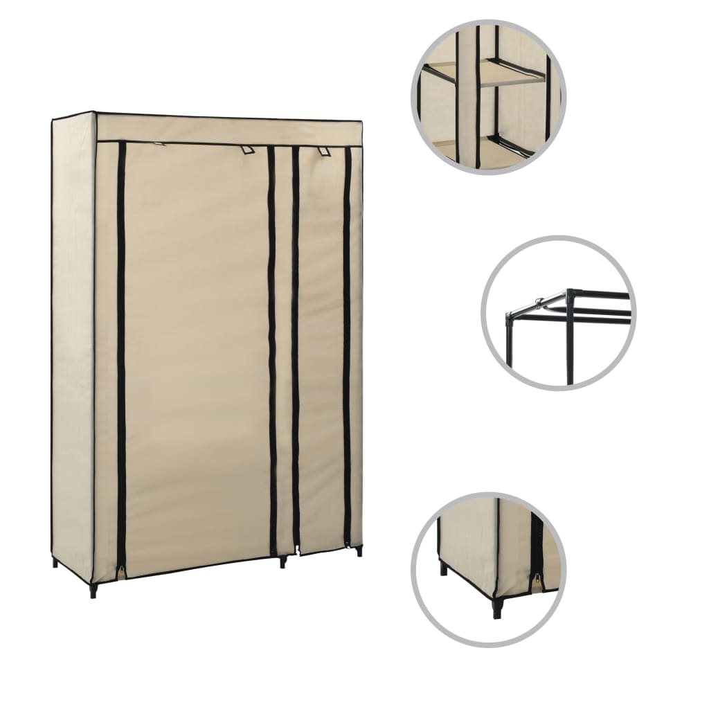 vidaXL Folding Wardrobe Cream 110x45x175 cm Fabric