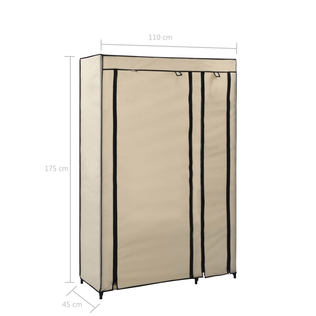 vidaXL Folding Wardrobe Cream 110x45x175 cm Fabric