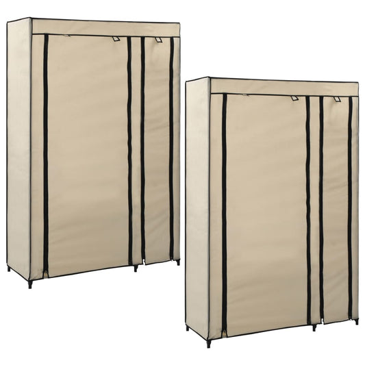 Folding Wardrobes 2 pcs Cream 110x45x175 cm Fabric