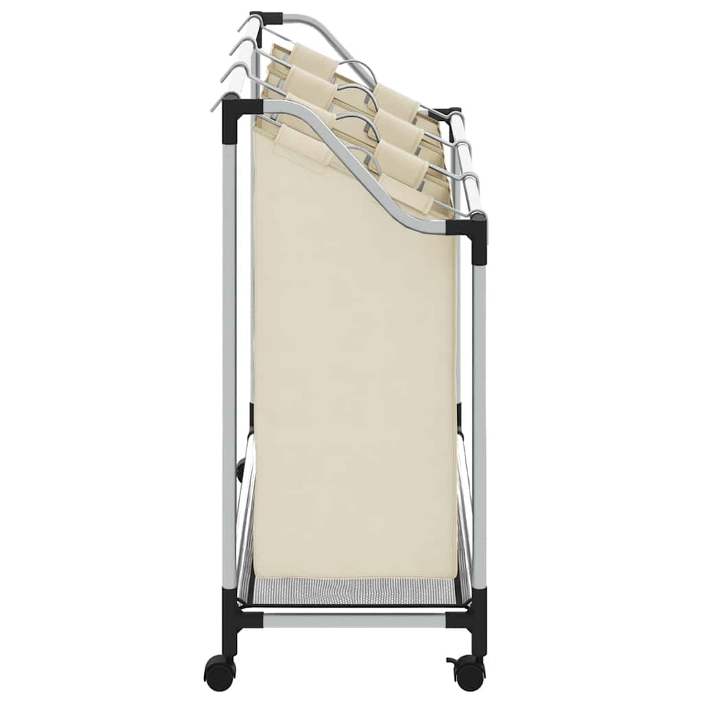282427 vidaXL Laundry Sorter with 3 Bags Cream Steel