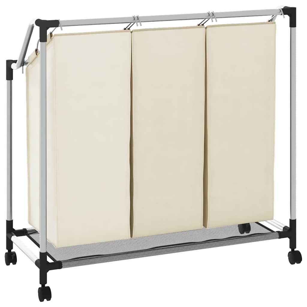 282427 vidaXL Laundry Sorter with 3 Bags Cream Steel